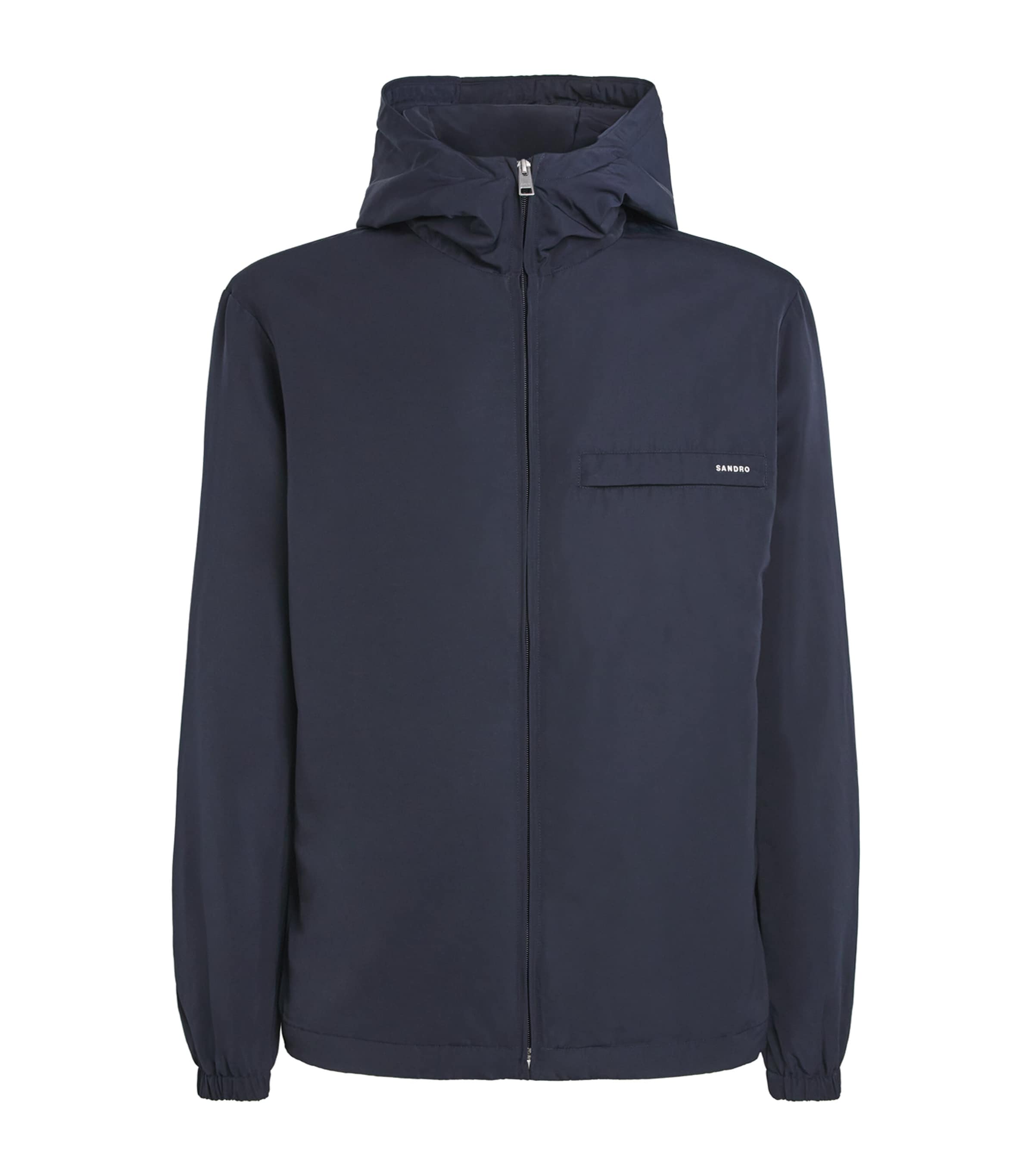 Sandro Paris Mens Padded Logo Jacket Navy Blue