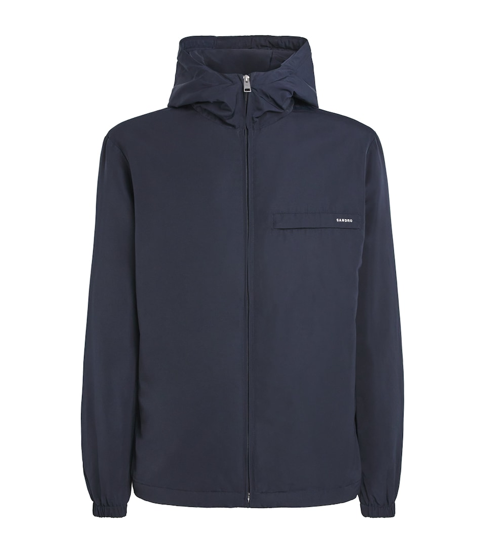 Sandro Paris Mens Padded Logo Jacket Navy Blue