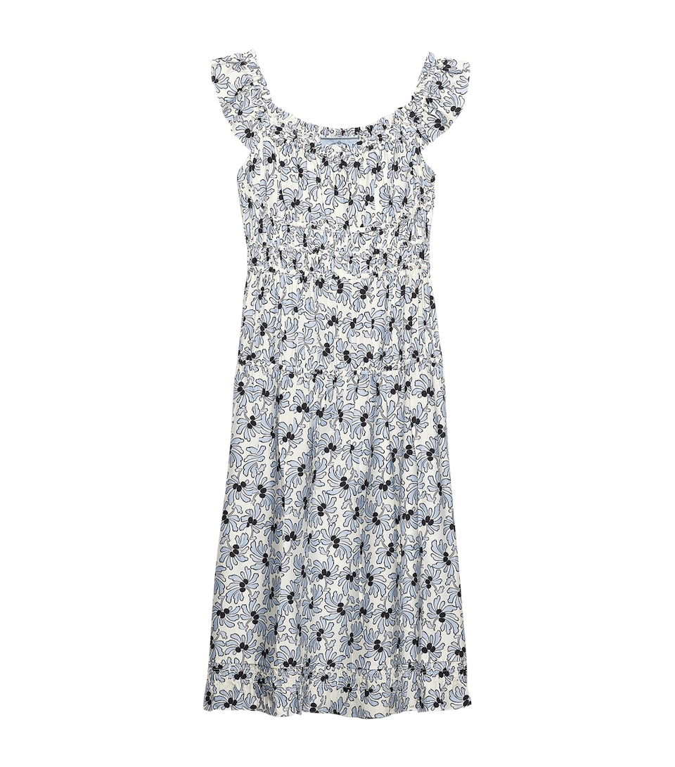 Prada Womens Floral Midi Dress