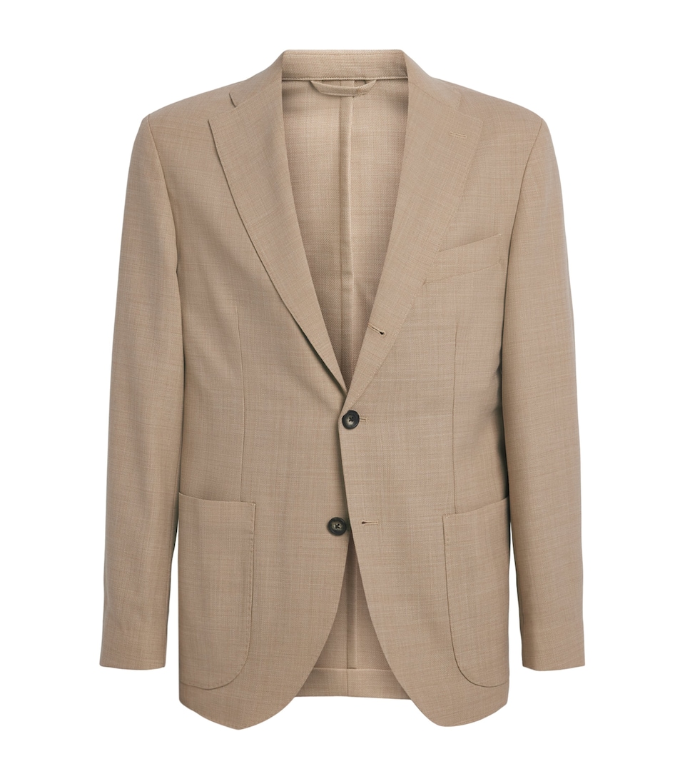 Eton Mens Wool-Blend Tech Blazer Beige