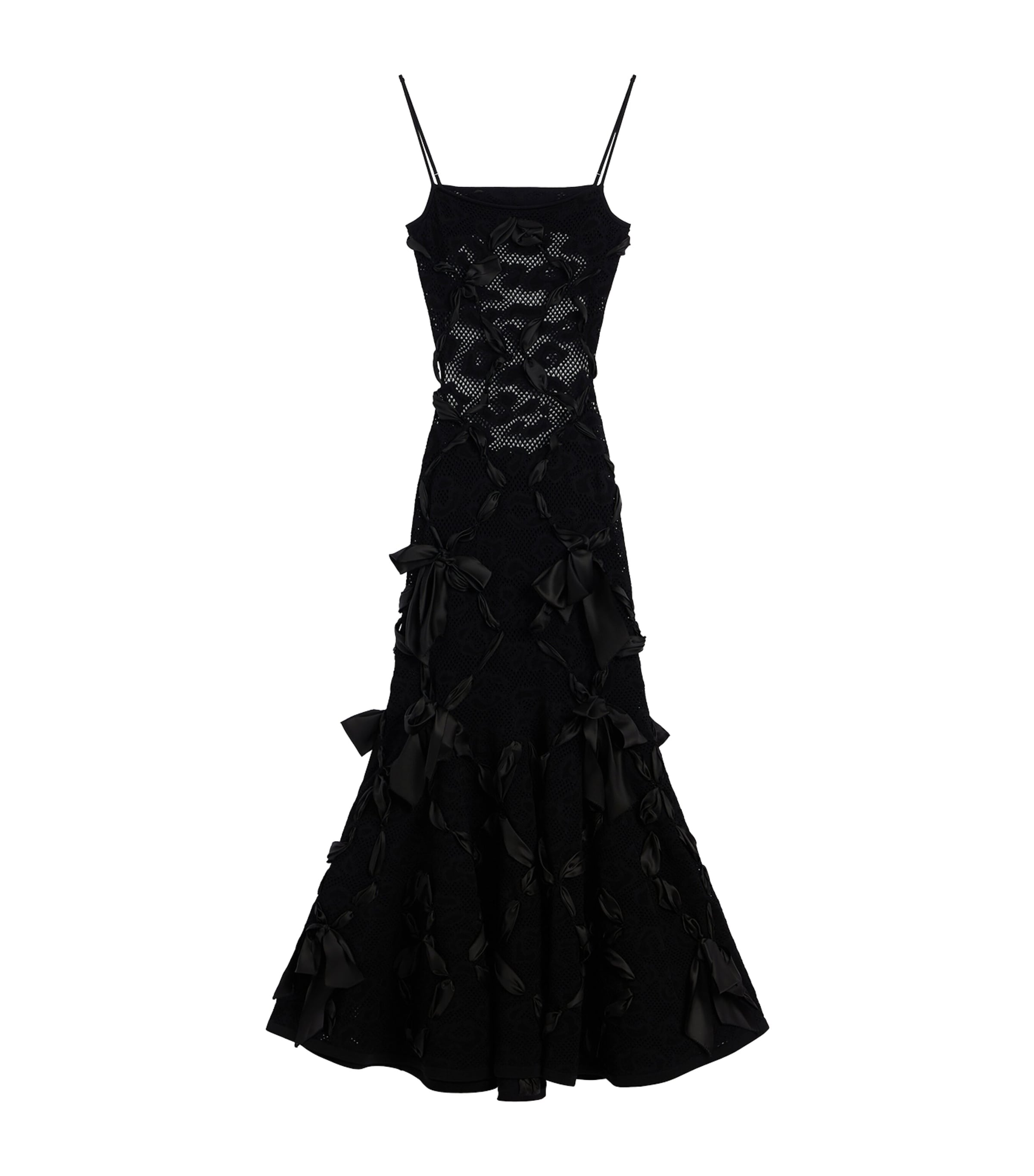 Givenchy Womens Ribbon-Embellished Leopard Lace Midi Dress