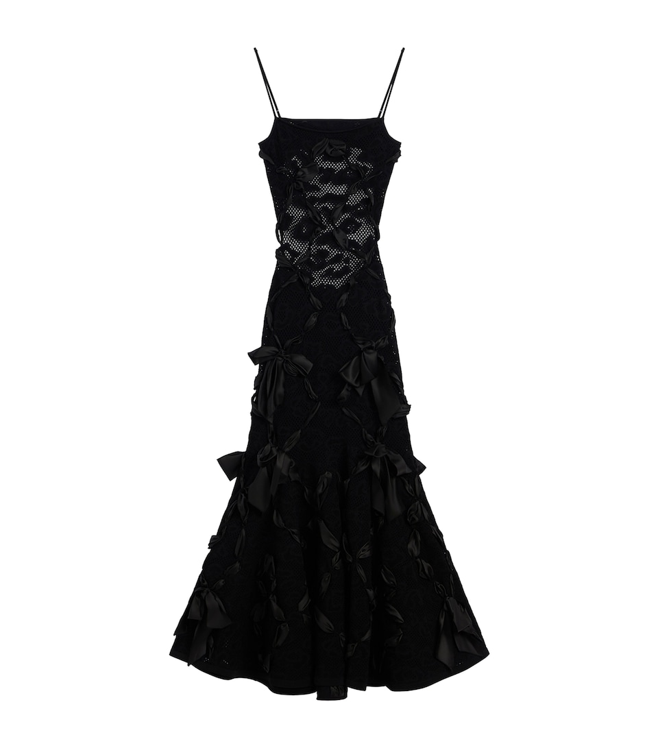 Givenchy Womens Ribbon-Embellished Leopard Lace Midi Dress