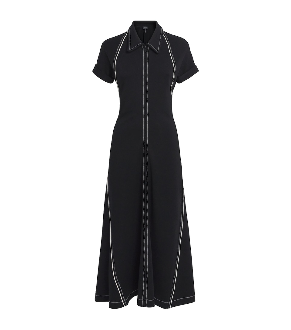ME+EM Womens Stitch-Detail Fit-And-Flare Midi Dress Black