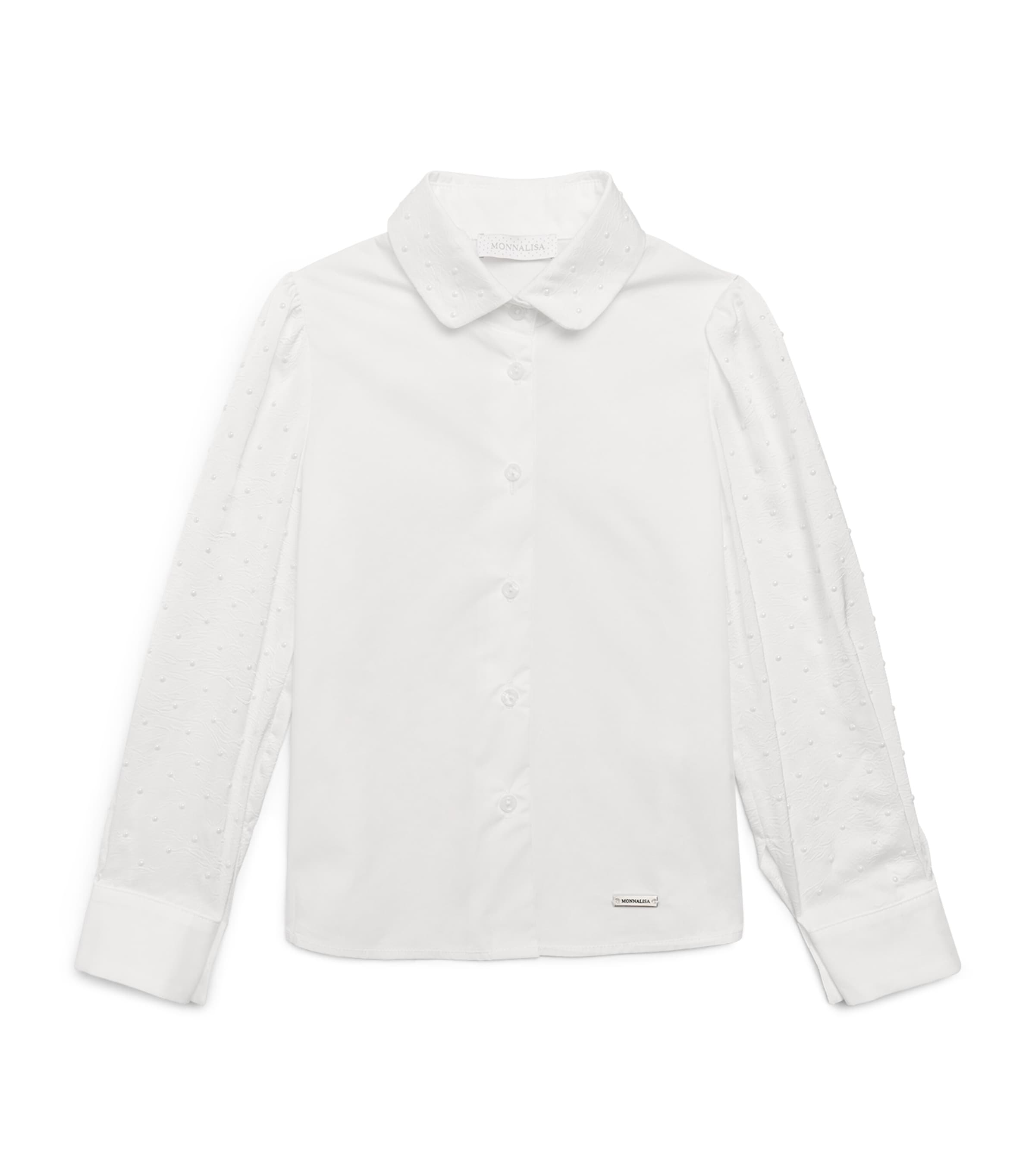 Monnalisa Satin Polka Dot Shirt (4-12 Years) Panna