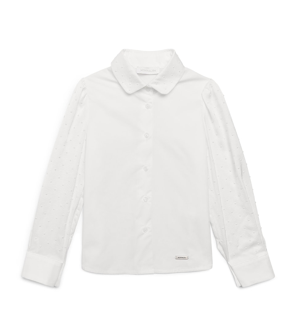 Monnalisa Satin Polka Dot Shirt (4-12 Years) Panna