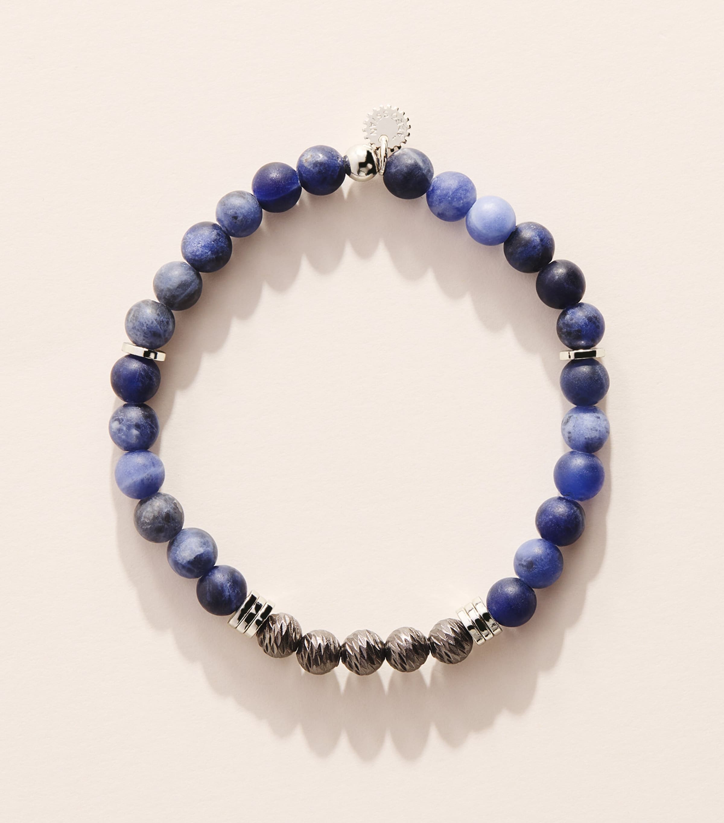 Tateossian Sterling Silver and Sodalite Stonehenge Graffiato Bracelet Blue