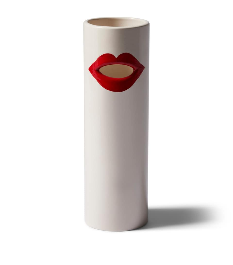 Cassina Ceramic Impronta Bocca Vase White/red