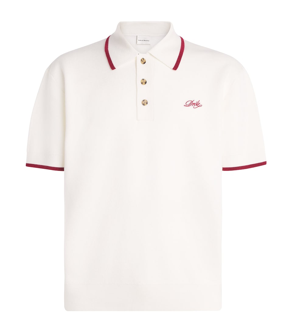 Drôle De Monsieur Mens Wool Logo Polo Shirt Off White