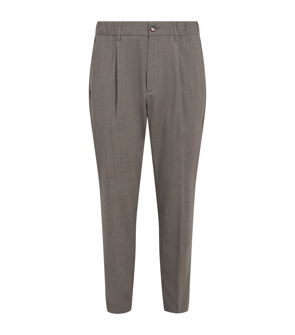 Stretch-Virgin Wool Pleated Trousers