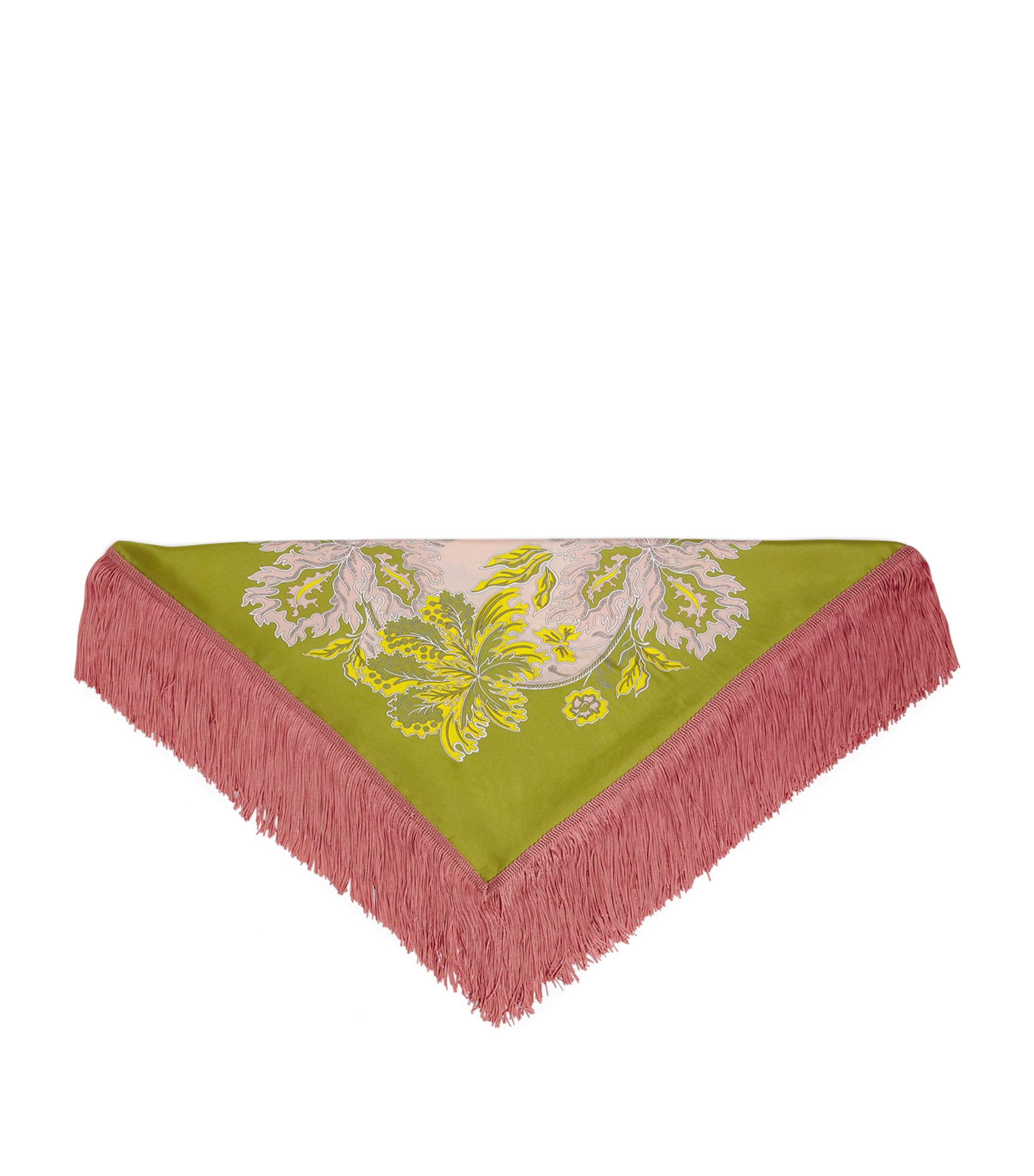 La Doublej Silk Printed Fringed Scarf Swathe Placée