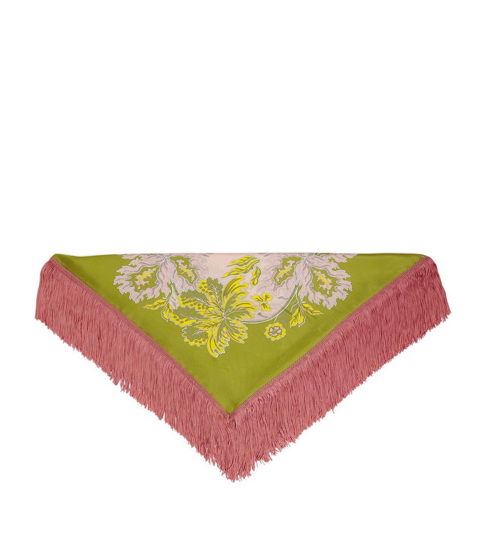 La Doublej Silk Printed Fringed Scarf Swathe Placée