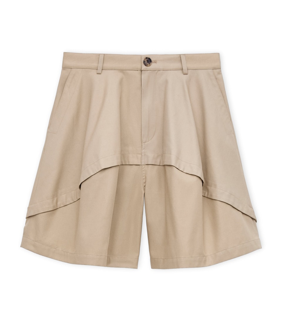 LOEWE Womens x Paula's Ibiza Cotton Panelled Shorts Beige