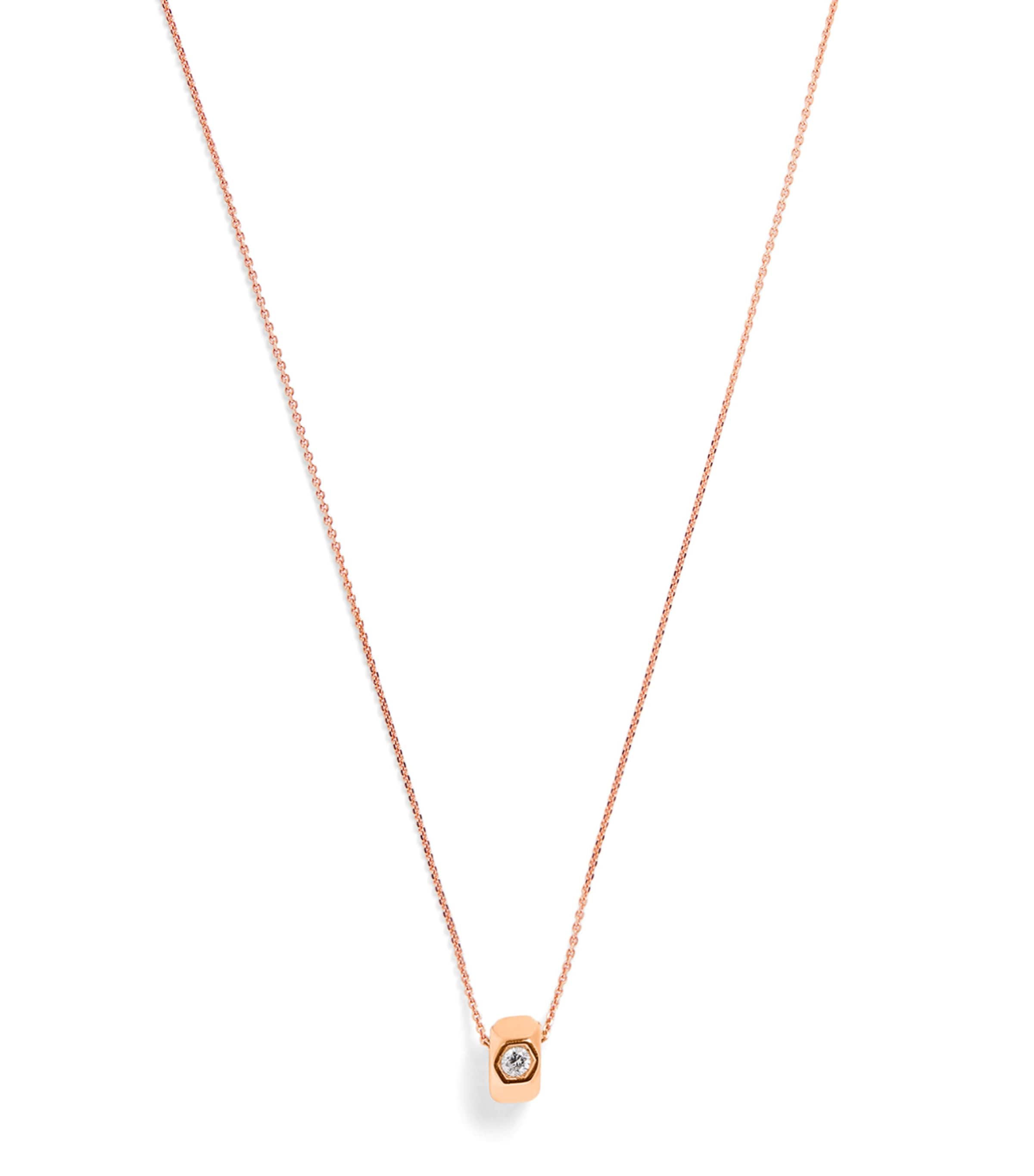 Mini Rose Gold and Diamond Honeycomb Necklace