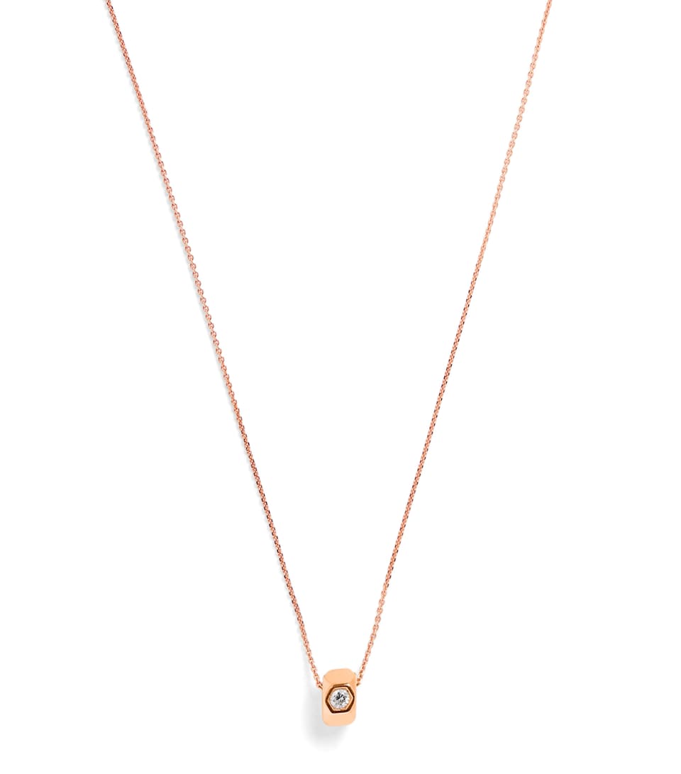 Mini Rose Gold and Diamond Honeycomb Necklace