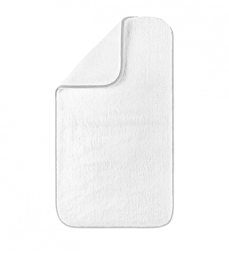 GRACCIOZA Egyptian Cotton Portobello Bath Mat (50cm x 80cm) White/lurex Silver