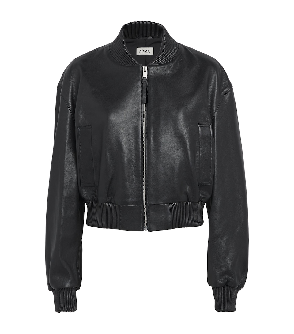 Arma Womens Hannah Leather Bomber Jacket Black