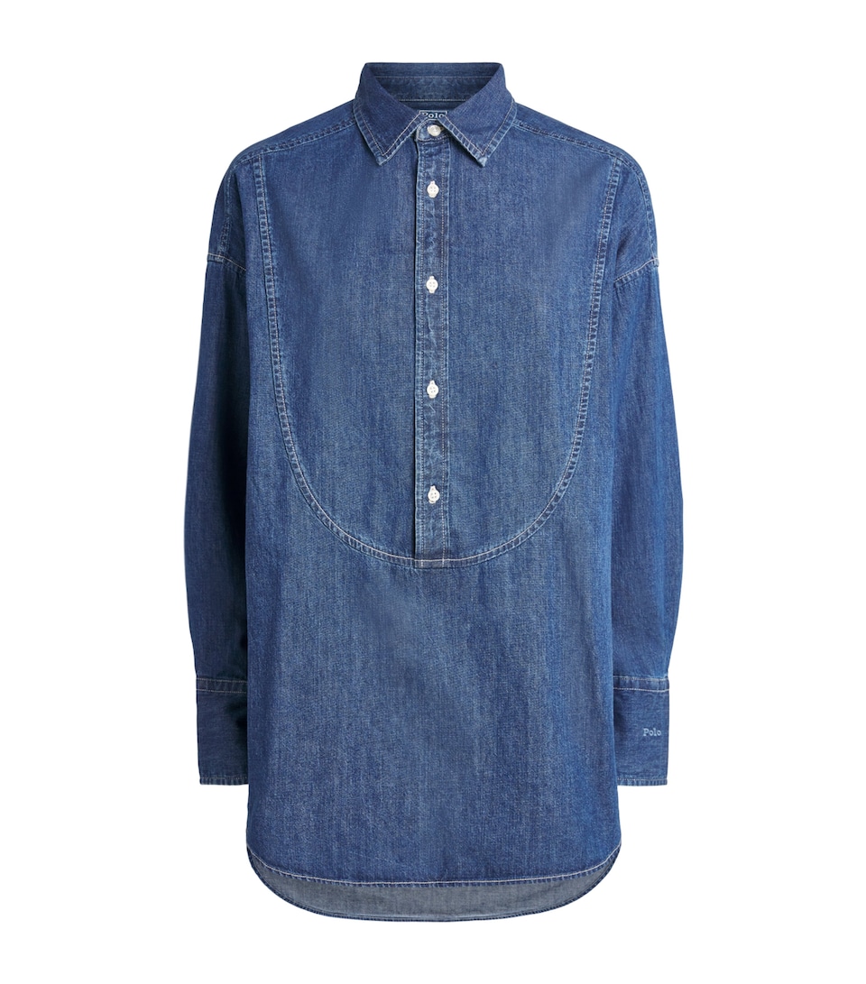 Half-Placket Denim Shirt