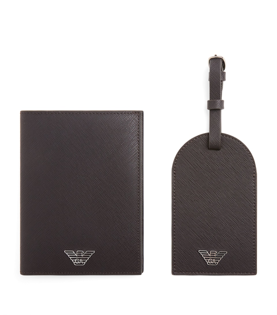 Emporio Armani Leather Passport Holder and Tag Set