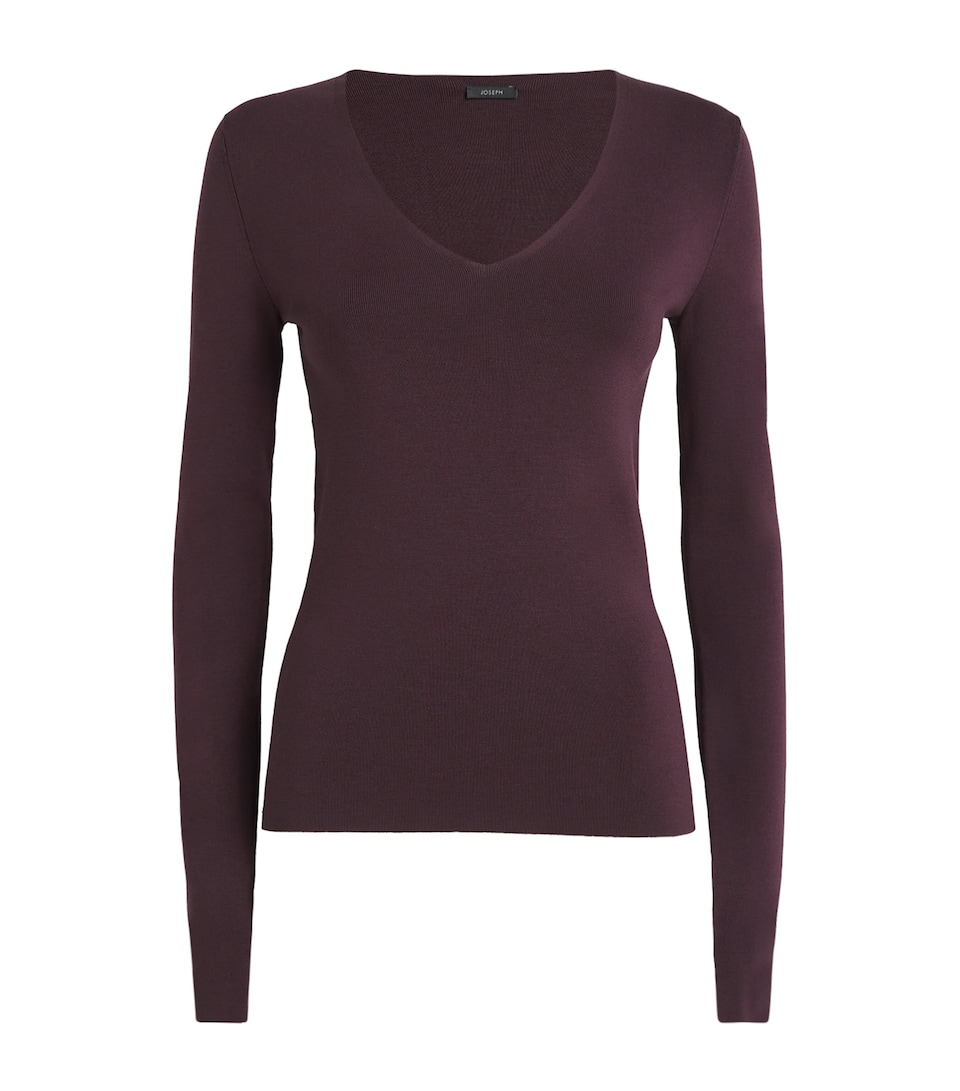 Stretch-Silk V-Neck Top