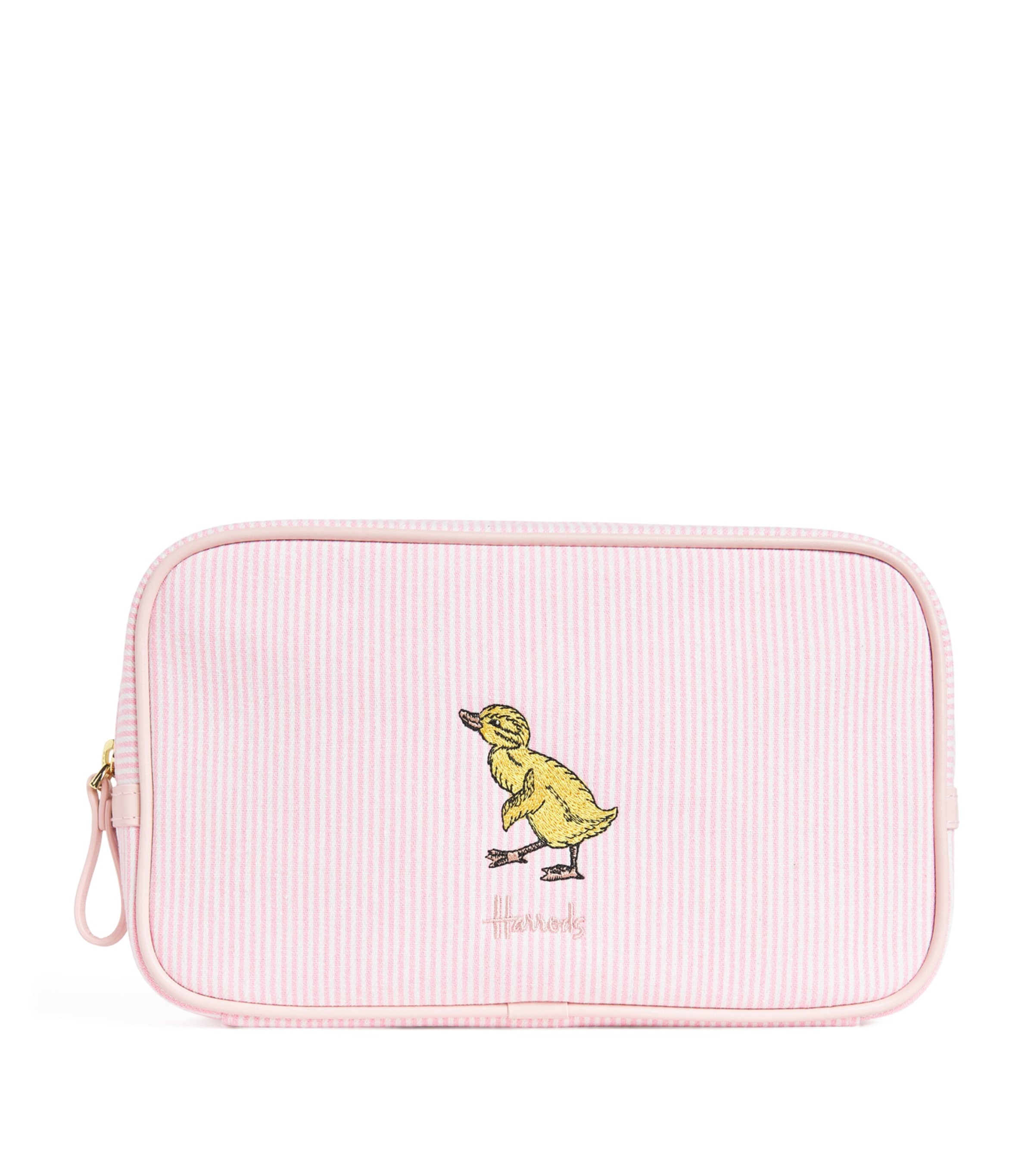 Harrods Stripe Embroidered Nursery Pouch Pale Pink