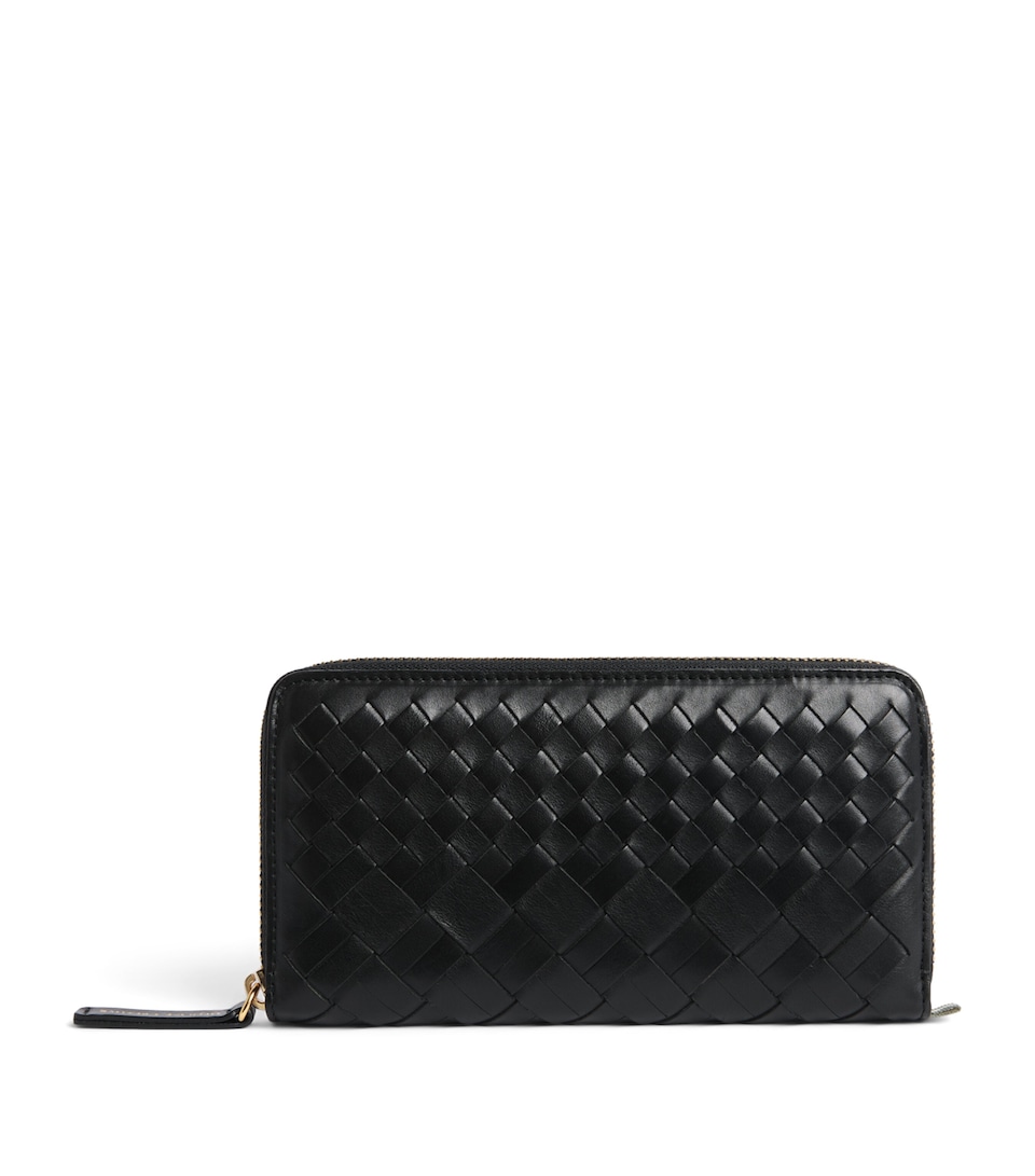 Officine Creative Woven Leather Ziparound Wallet Nero
