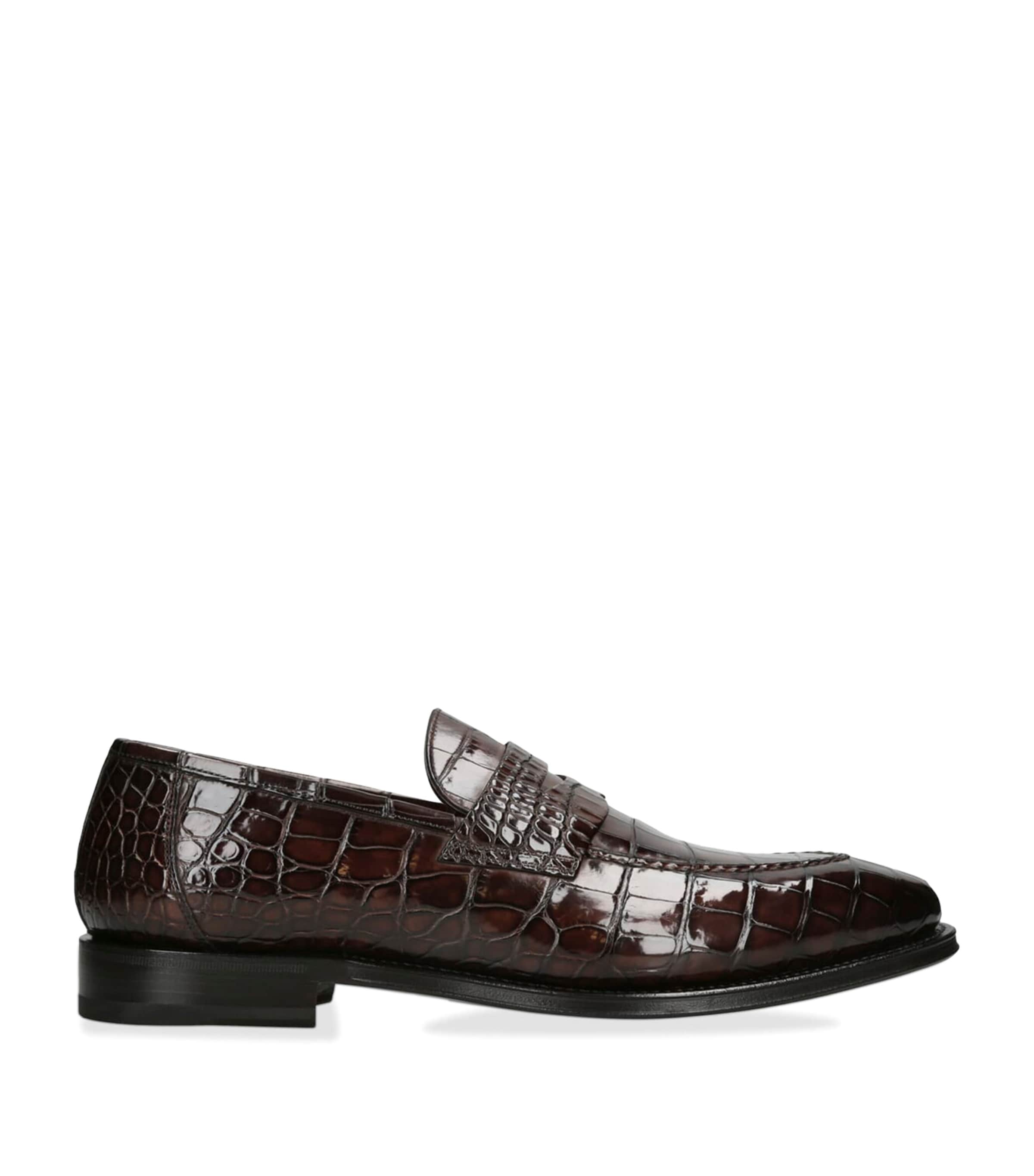 Crocodile Skin Duke Penny Loafers