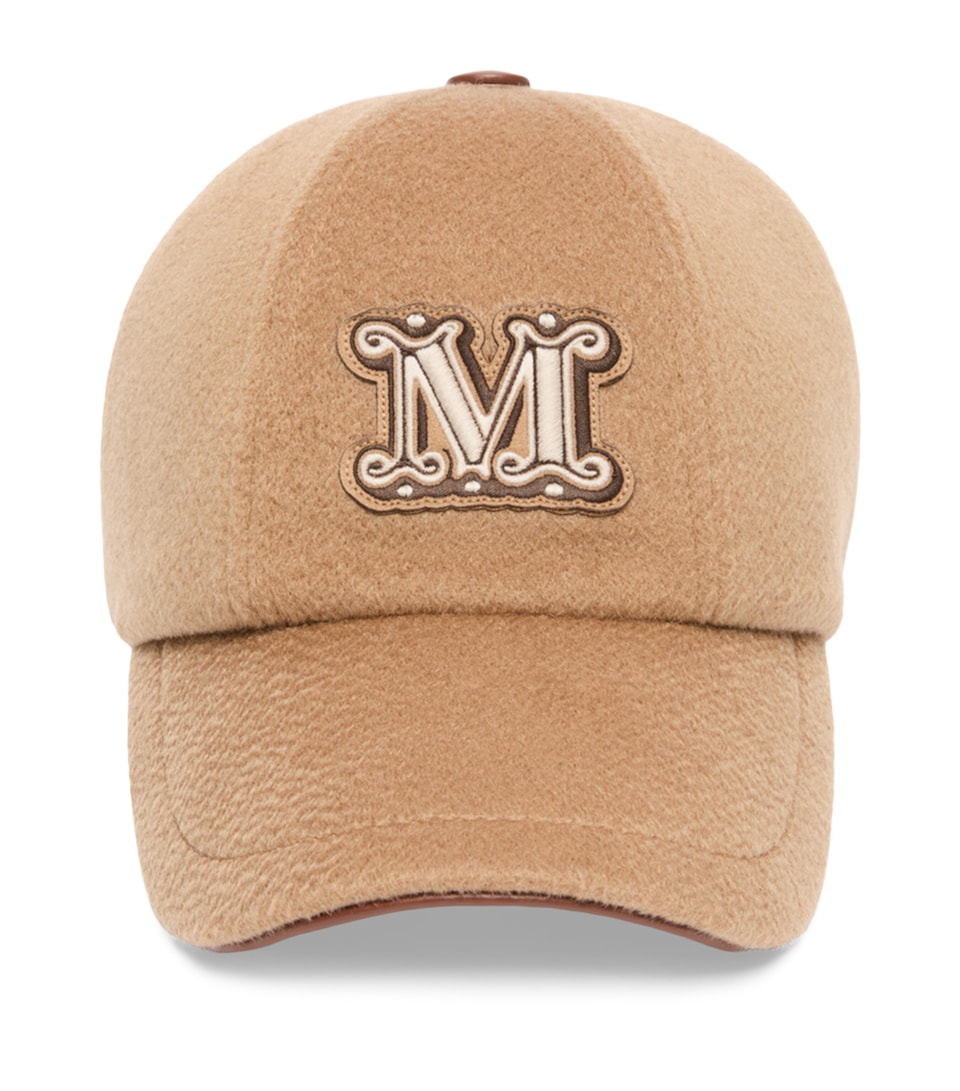 Max Mara Cashmere Monogram Cap Camel