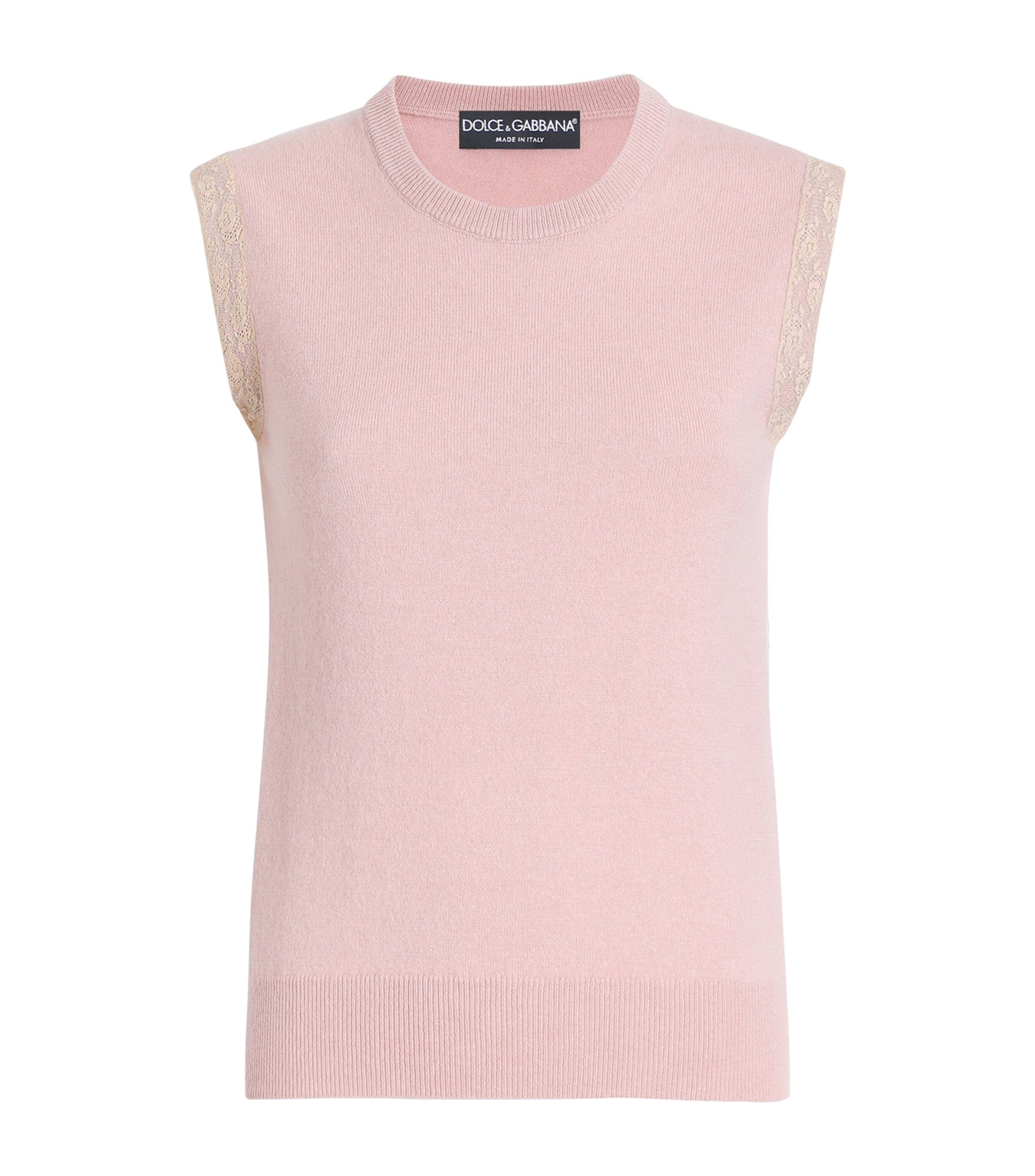 Cashmere Lace-Trim Tank Top