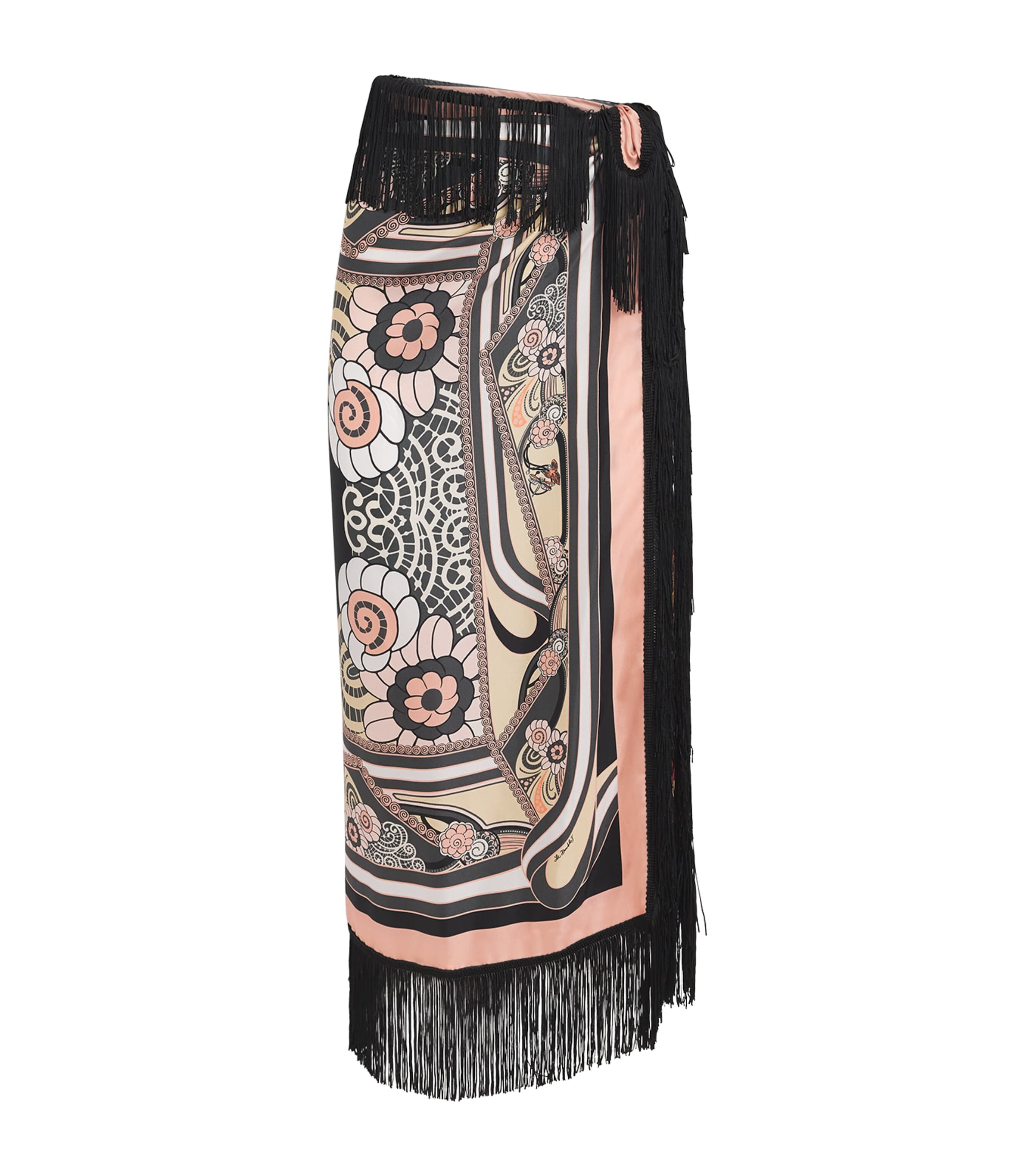 La Doublej Womens Silk Fringed Pareo Placée