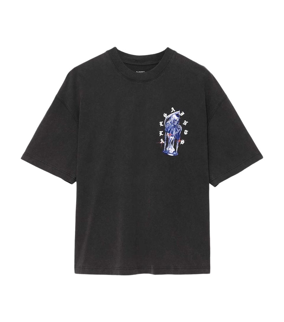 AllSaints Mens Cotton Timer T-Shirt Washed Black