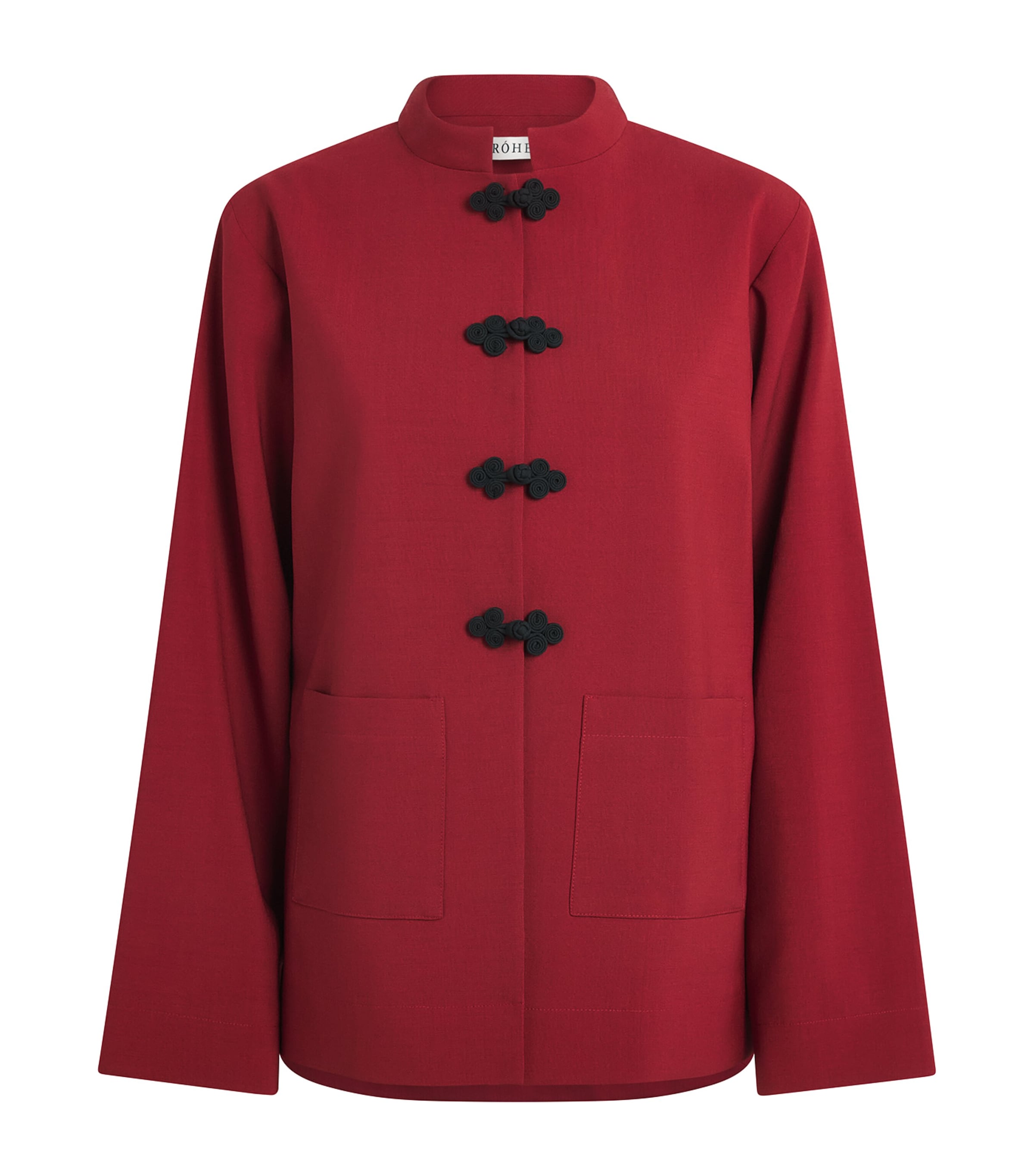 Róhe Womens Wool Pankou-Closure Jacket Carmine