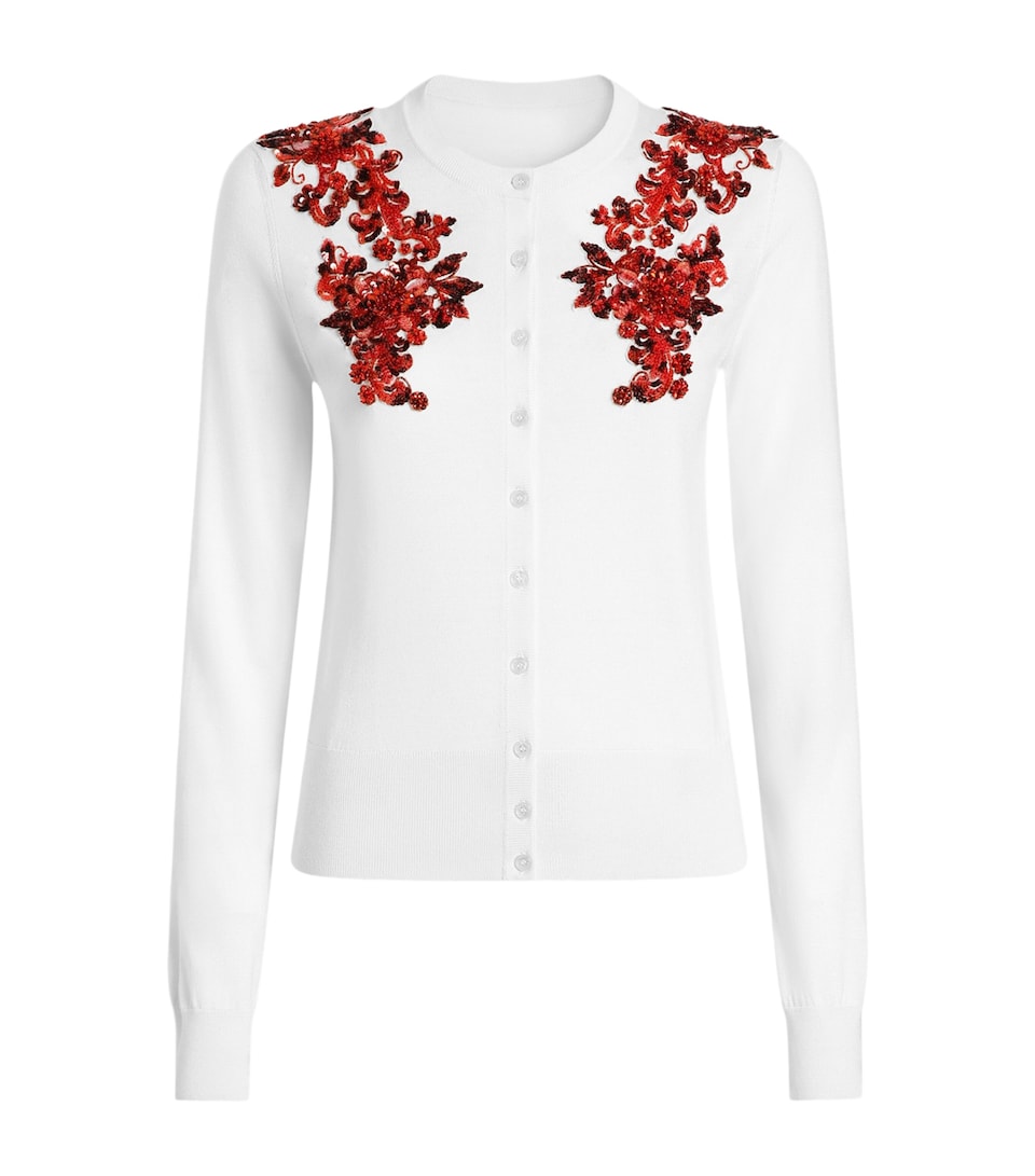 Dolce&Gabbana Womens Silk Embroidered Cardigan Optical White