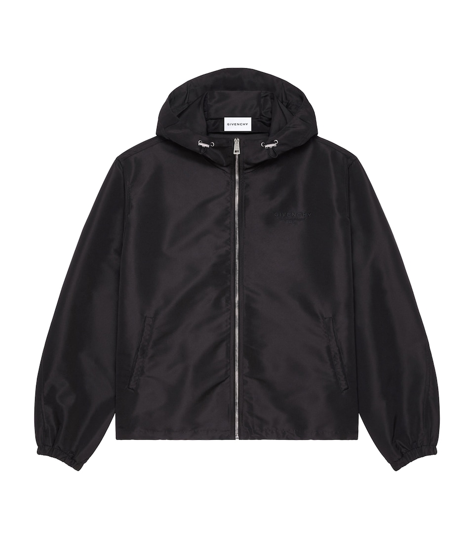 Givenchy Mens Faille Hooded Windbreaker Black