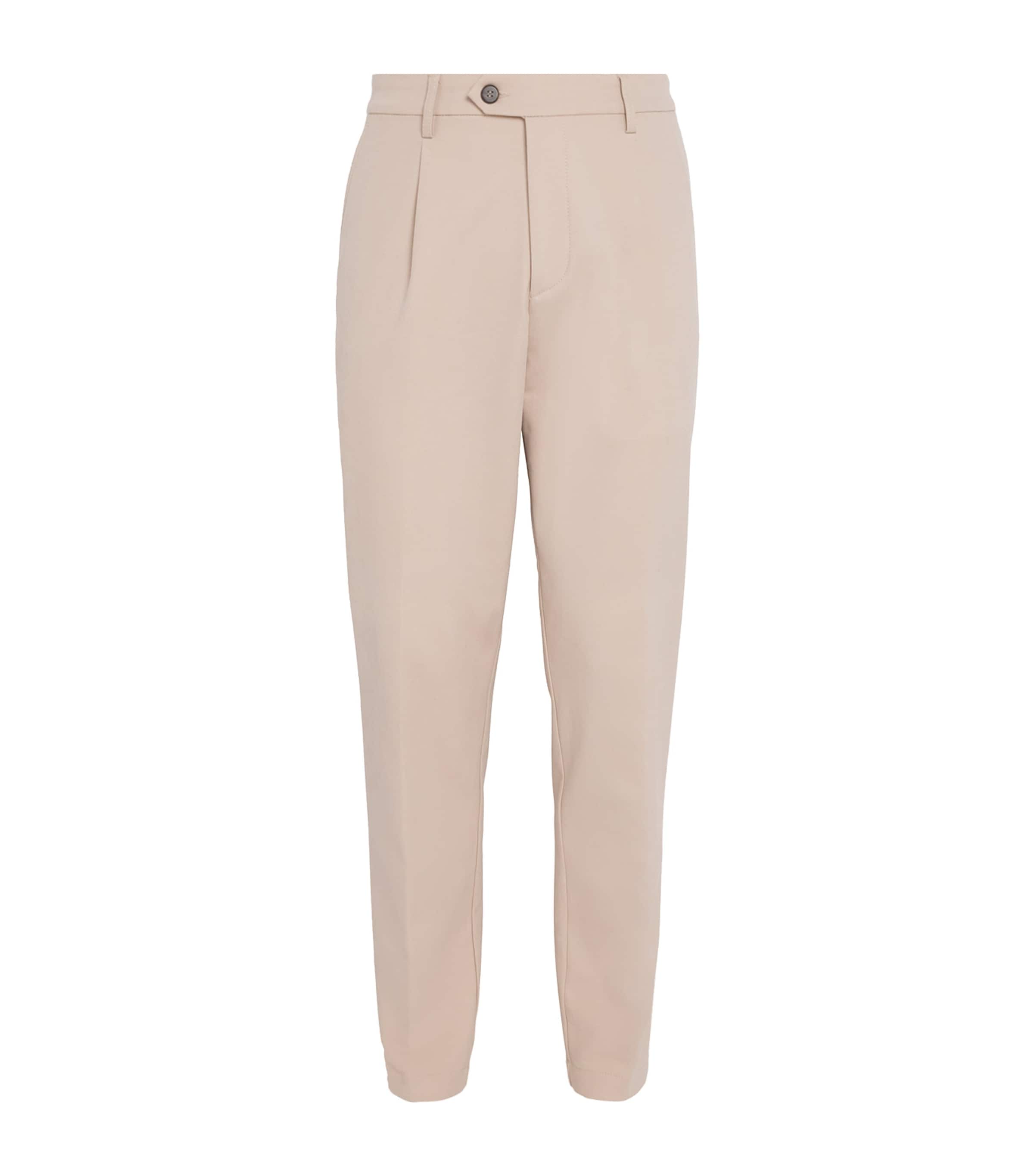 Stretch-Cotton Tapered Trousers