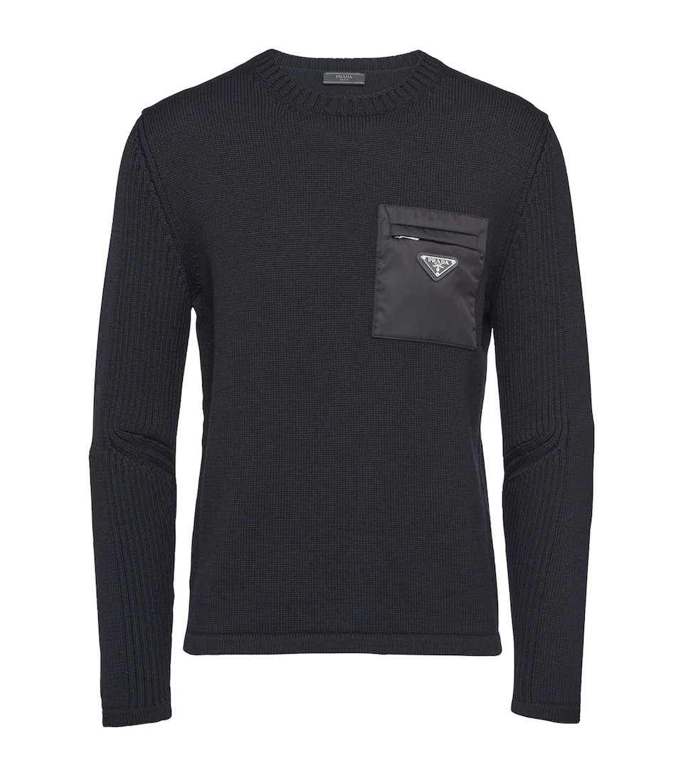 Wool Nylon-Trim Triangle Sweater