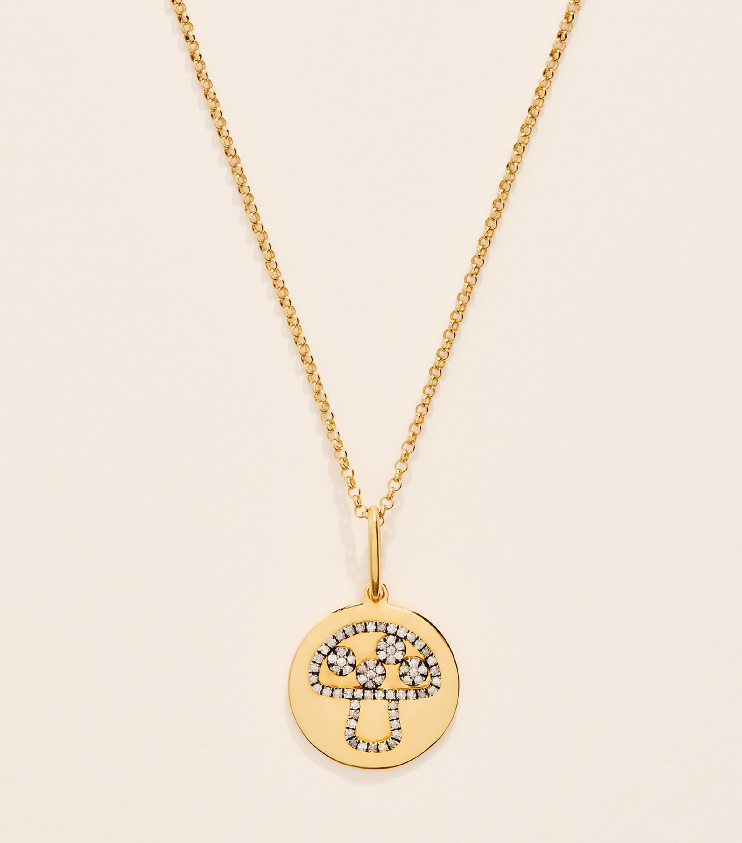 Rosa de la Cruz Yellow Gold and Diamond Mushroom Pendant Necklace Yellow Gold