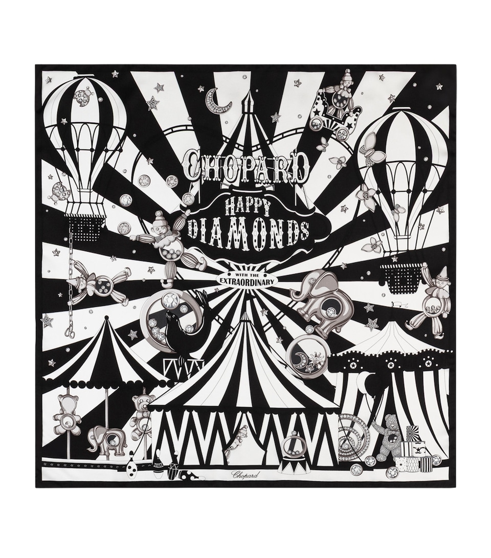 Chopard Organic Silk Happy Circus Square Scarf Black & White