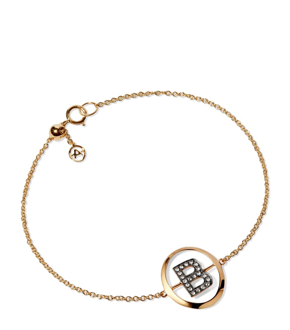 Yellow Gold and Diamond Initial B Bracelet