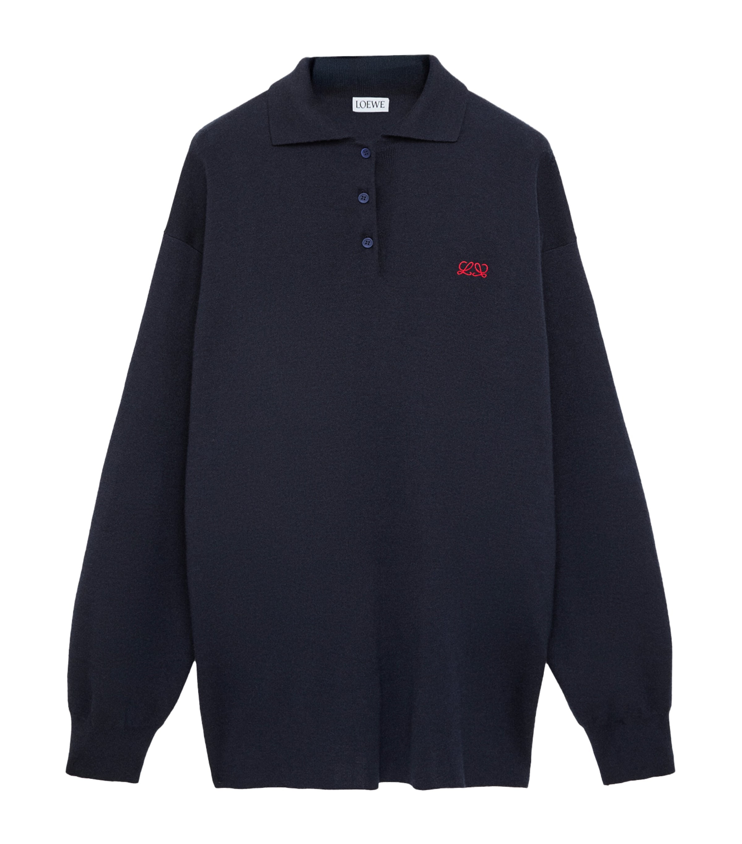 LOEWE Womens Cashmere-Silk Polo Sweater Dark Navy