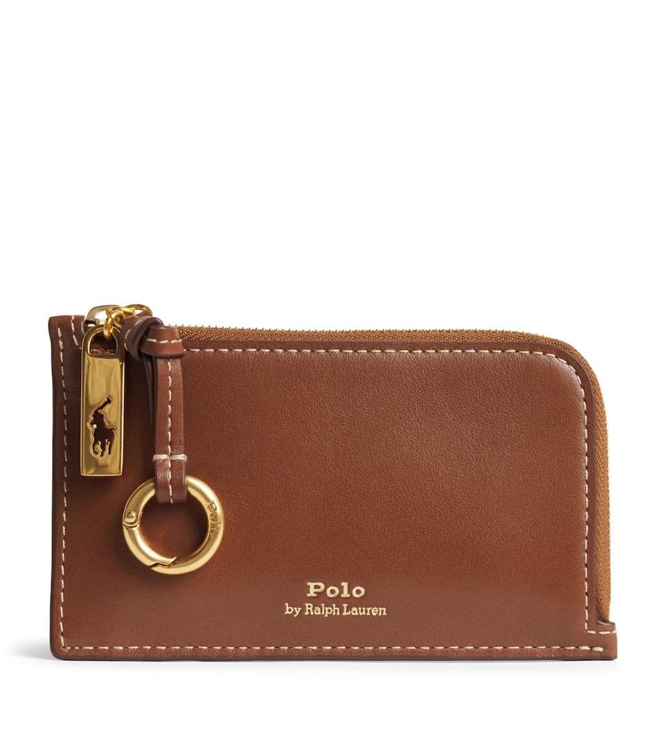 Polo Ralph Lauren Leather Zipped ID Card Holder Cuoio