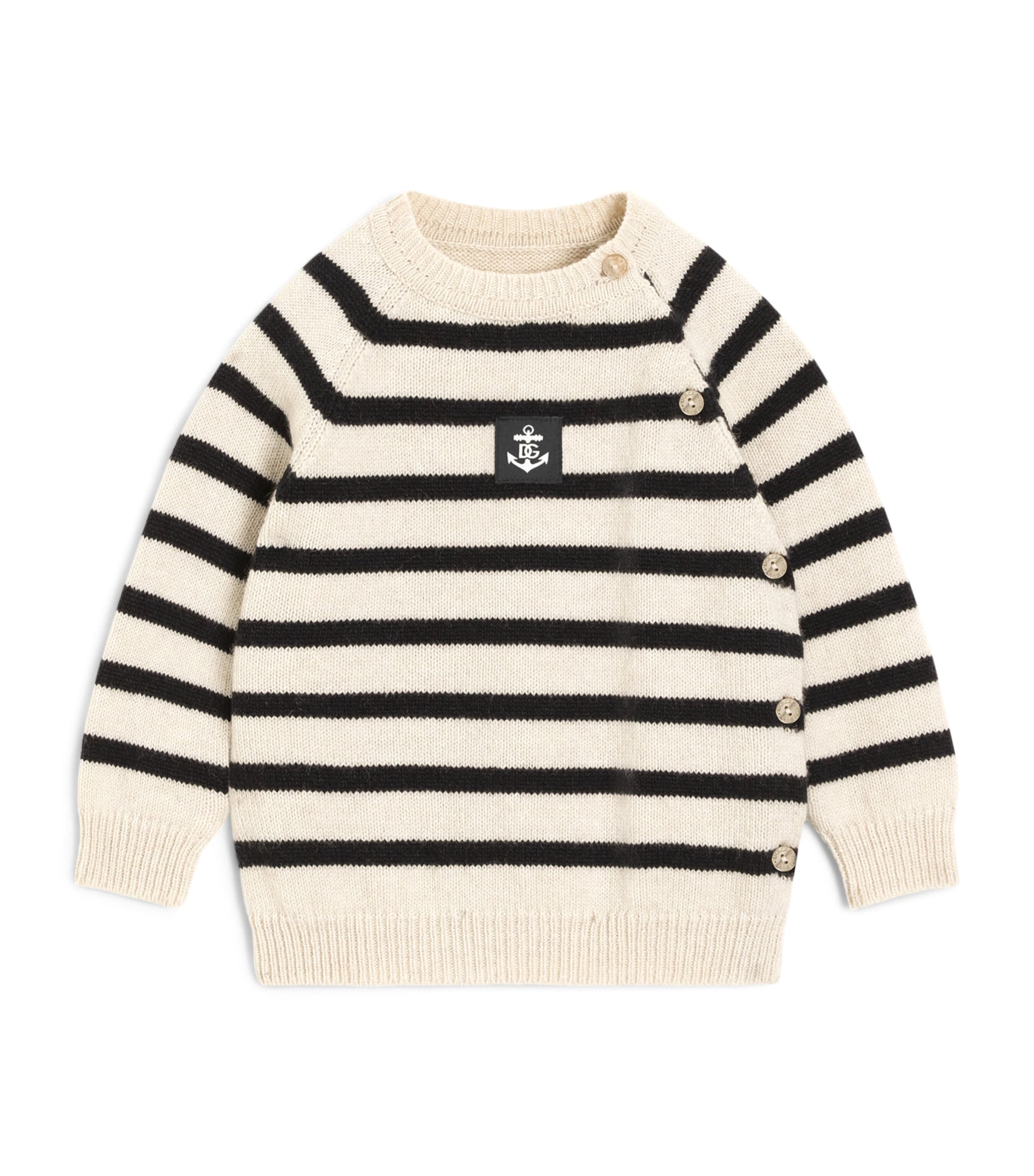 Dolce&Gabbana Kids Virgin Wool Stripe Cardigan (3-30 Months) Blu/panna