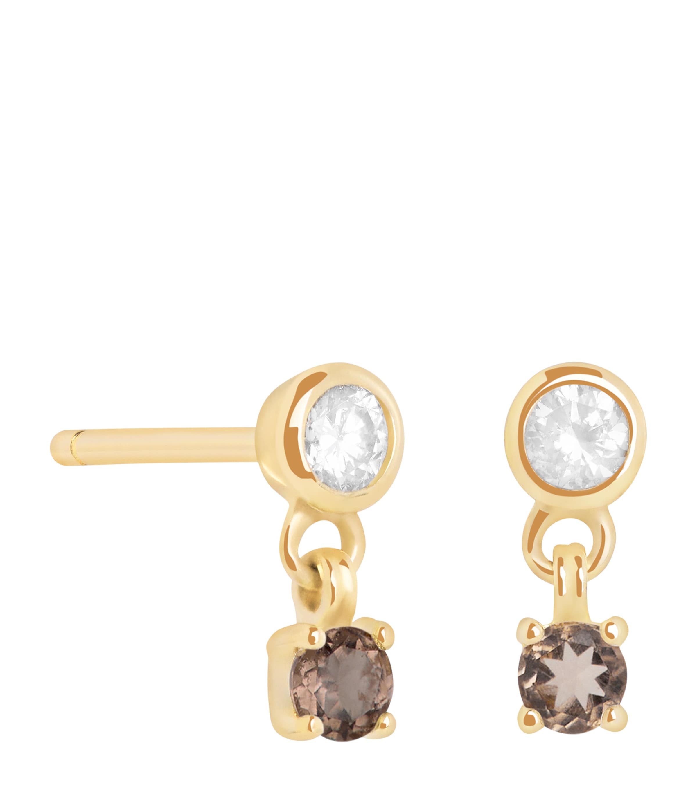 Yellow Gold-Plated Charm Stud Earrings