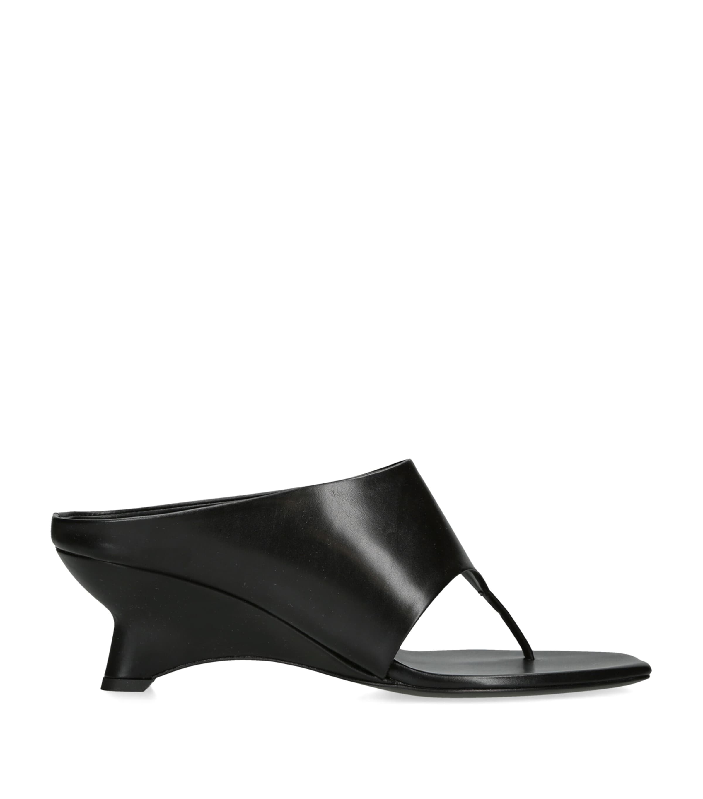 Khaite Leather Marlow Heeled Mules 55 Black