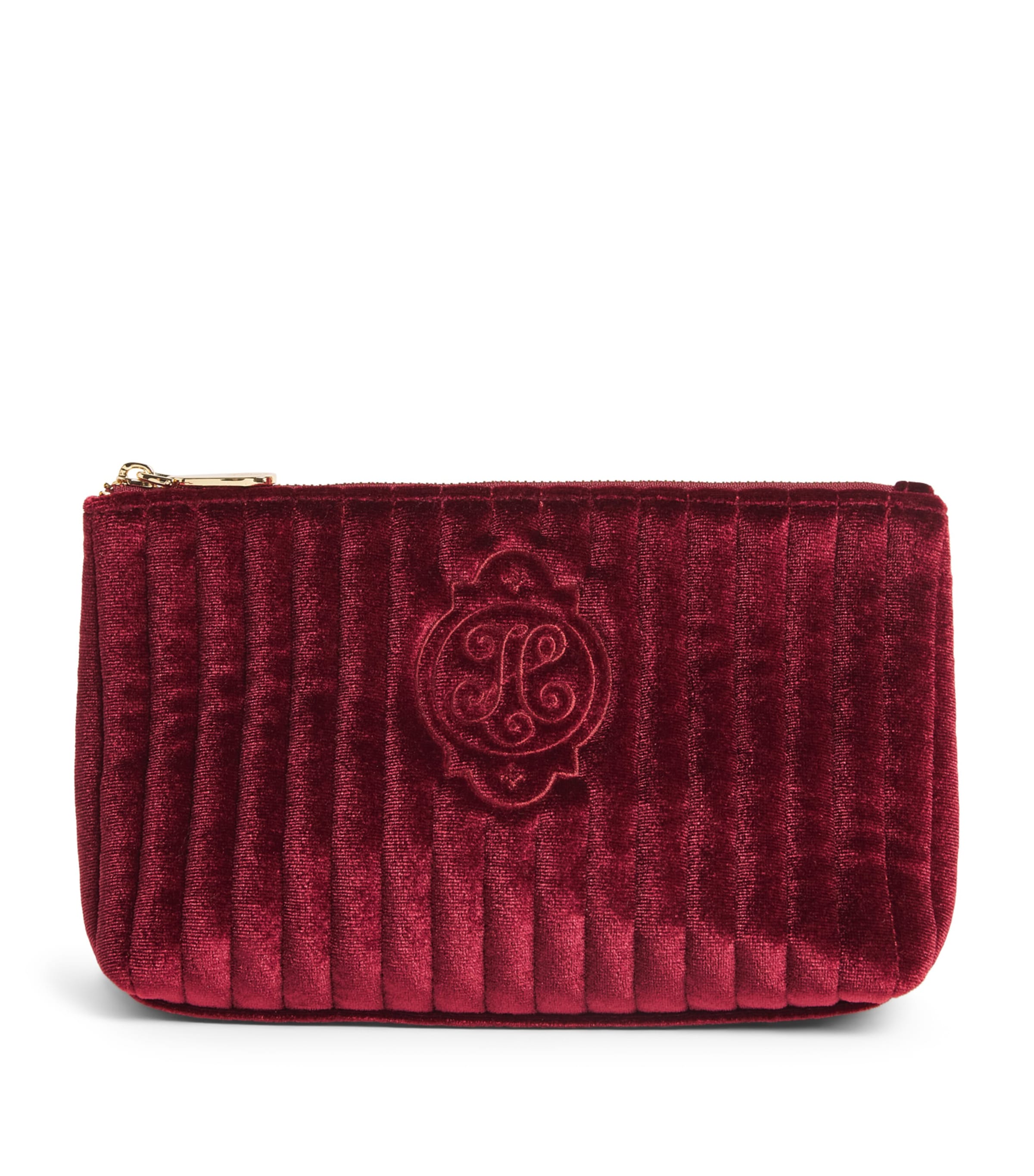 Harrods Small Velvet Partridge Wash Bag Burgundy