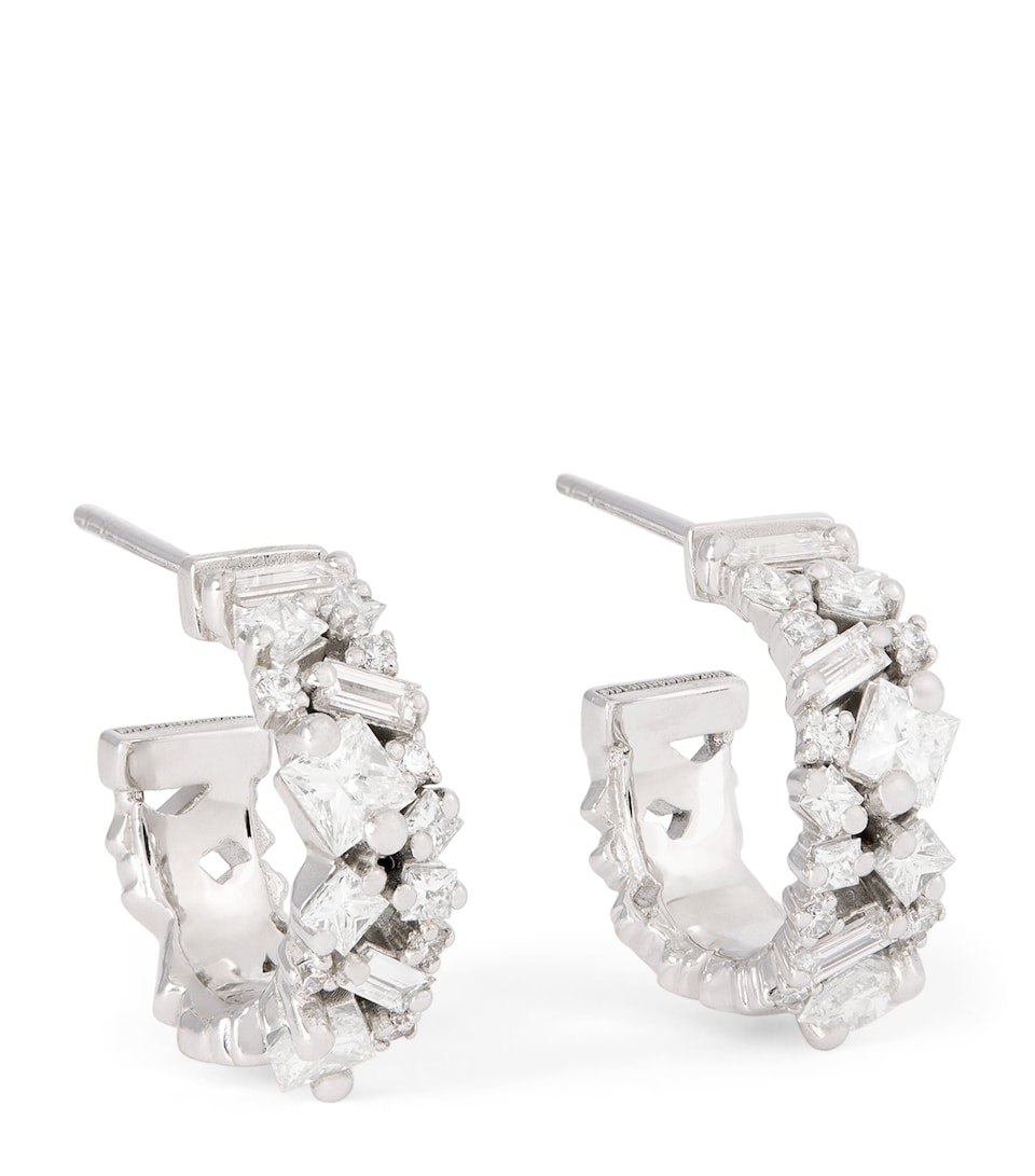 Mini White Gold and Diamond La Fantasie Hoop Earrings