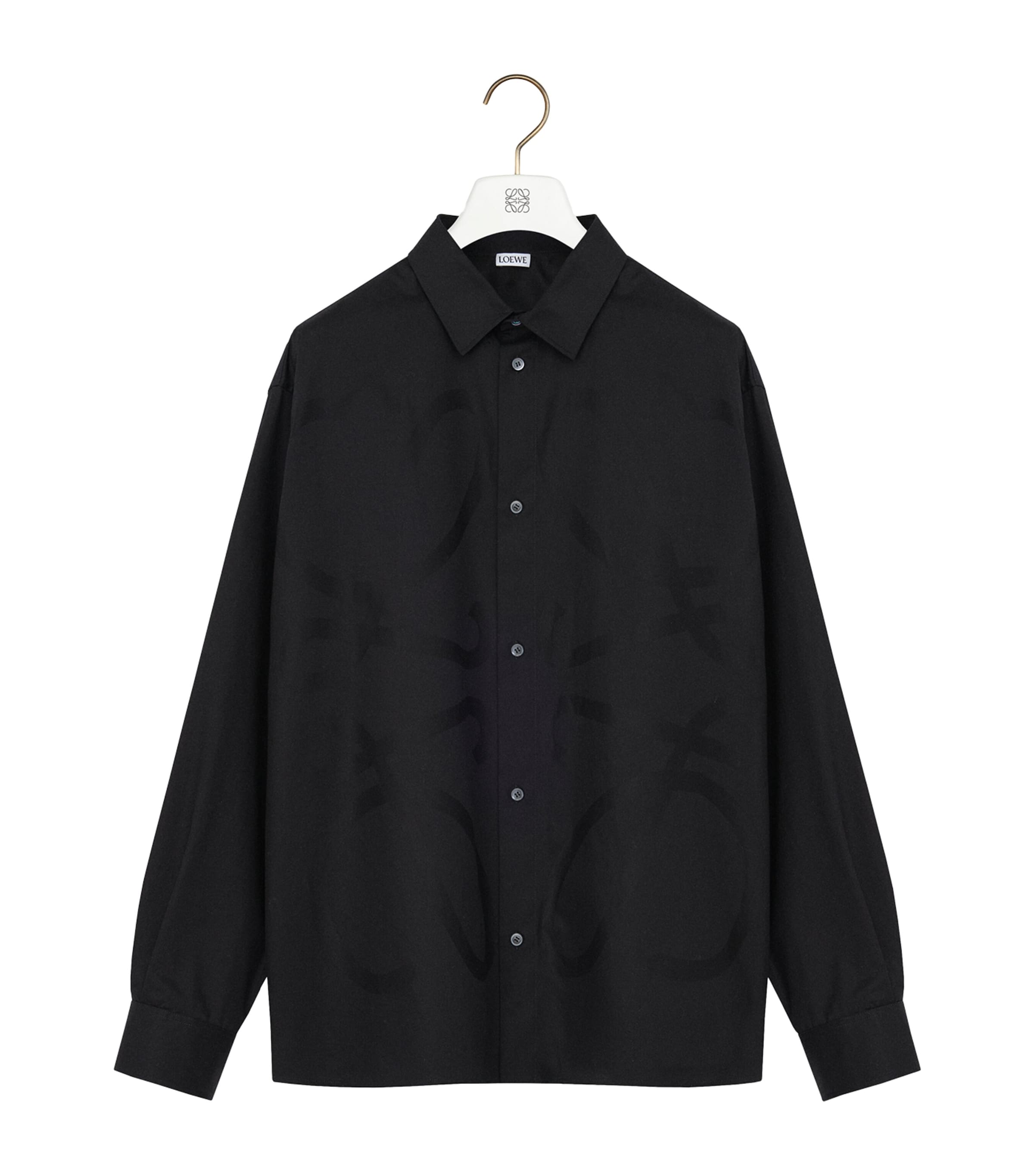 LOEWE Mens Cotton Anagram Shirt Black
