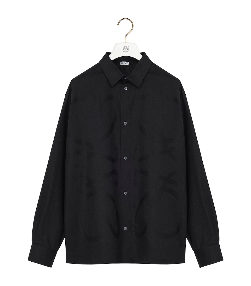 LOEWE Mens Cotton Anagram Shirt Black
