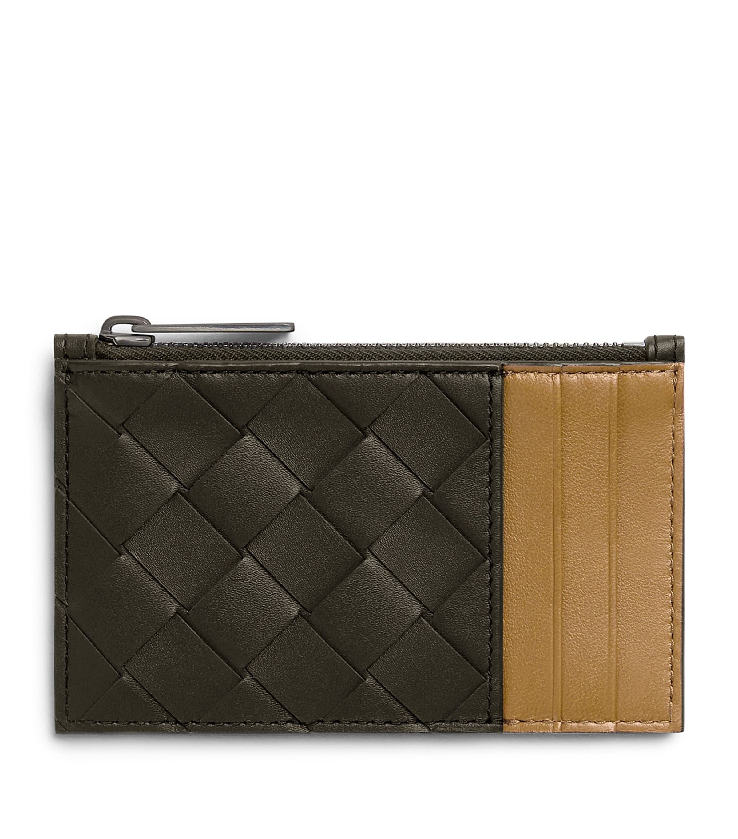 Bottega Veneta Leather Intrecciato Zipped Card Holder