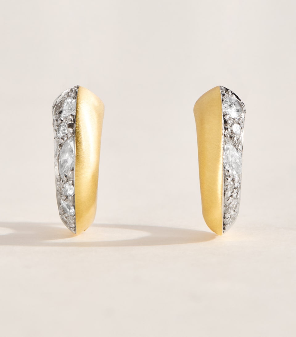 Jade Trau Mini Yellow Gold and Diamond Frankie Huggie Hoops Yellow Gold