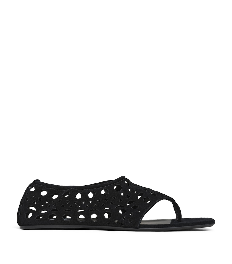 Alaïa Suede Vienne Thong Sandals Black